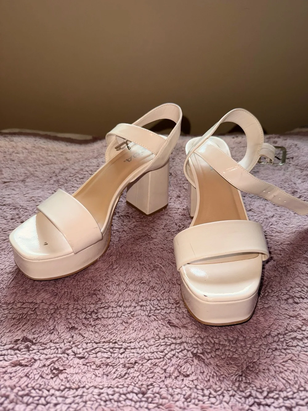 Women’s Cream Platform Block Heel Sandals
